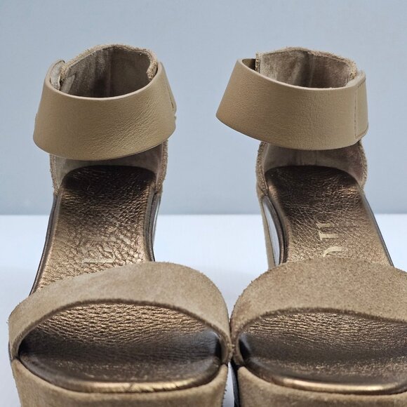 Pedro Garcia Fidelia Platform Wedge Sandal Womens EU 38.5 Brown Brass Suede - Picture 5 of 14